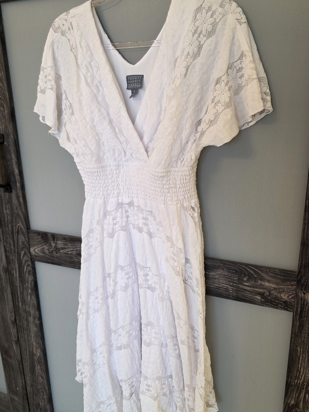 Rabbit Rabbit Rabbit Design White Lace Dress, Size 8 - Picture 8 of 12